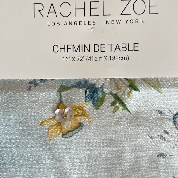 Rachel Zoe Easter Bunny Spring Floral Birds beaded Runner New 16” X72” - Picture 5 of 5